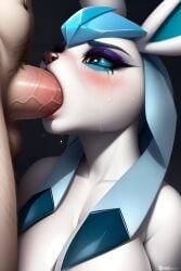 1girls above_view ai_generated anthro big_breasts big_penis blowjob blue_body blue_eyes blue_fur blue_hair blush canine curvy curvy_female curvy_figure eeveelution eyebrows eyelashes fellatio frosting.ai furry generation_4_pokemon glaceon hi_res high_resolution huge_breasts huge_cock large_breasts long_hair looking_at_viewer male/female mammal mascara nintendo oral oral_sex pokemon pokemon_(species) sweat sweatdrop sweating sweaty synthneon veiny_penis