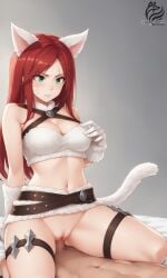 ayakonarts cowgirl_position cowgirl_position katarina_du_couteau league_of_legends red_hair