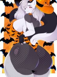 1girls 2020s 2024 2d 2d_(artwork) anthro anthrofied ass ass_cleavage bat_print big_ass big_breasts big_thighs breasts claws cleavage dat_ass ear_tuft earrings eyebrows eyelashes female female_focus female_only furry furry_female furry_only furry_tail grey_hair halloween halloween_costume hellhound helluva_boss hi_res highres hips huge_ass large_ass large_breasts large_thighs leotard looking_at_viewer looking_back loona_(helluva_boss) midriff muscular_thighs navel red_sclera rosettia round_ass simple_background skindentation solo solo_female solo_focus spiked_collar thick_thighs thighs toned_female white_background white_eyes wide_hips witch witch_hat