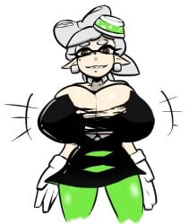 1girls big_breasts breast_expansion cleavage marie_(splatoon) ripped_clothing skullman777 solo splatoon splatoon_(series) torn_clothes