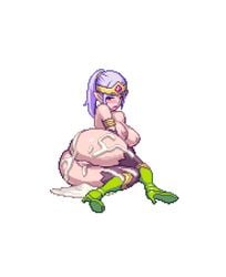 after_sex animated bondage bouncing_breasts bound bound_arms chijoku_no_troll_busters clothing cum cum_in_pussy elf female monster nipples orc overflow partially_clothed penis pixel_art purple_hair pussy red-p thigh_boots