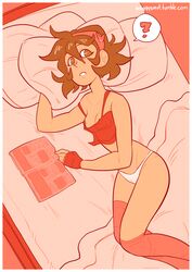 1girls bed breasts female female_only glasses human laying_down light-skinned_female light_skin nipples pidge_gunderson short_hair sniggysmut underwear voltron voltron:_legendary_defender