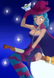 brawl_stars breasts bucketred hoot_hoot_shelly shelly_(brawl_stars) witch_costume