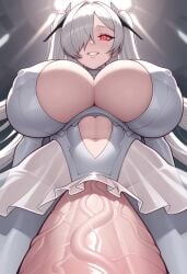 ai_generated cinderella_(nikke) futanari goddess_of_victory:_nikke large_balls large_breasts large_penis looking_at_viewer looking_down pov_blowjob see-through_skirt smile spartan25 taker_pov thighhighs twintails white_hair white_outfit white_thighhighs