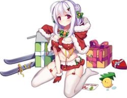 1girls azur_lane big_ass big_breasts breasts christmas christmas_outfit cygnet_(azur_lane) game official_art underwear