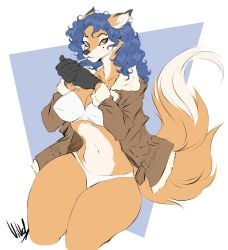 big_breasts breasts carmelita_fox cleavage dullvivid female furry huge_breasts thick_thighs wide_hips