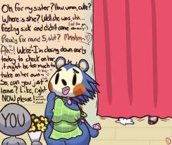 2d able_sisters animal_crossing breasts condom_wrapper female klutzatdusk mabel_able nintendo tagme