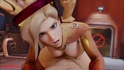 1girls 3d animated blonde blonde_hair medium_breasts mercy no_sound overwatch pov riding riding_penis sageofosiris tagme video