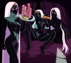 3girls alien alien_girl alien_humanoid duck_dodgers female looney_tunes martian martian_(duck_dodgers) martian_handmaiden naked naked_female nude nude_female queen_tyr'ahnee warner_bros warner_brothers