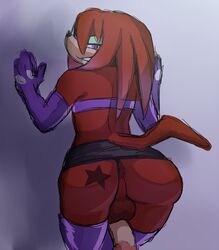 1boy androgynous anus ass balls crossdressing elbow_gloves eyeshadow femboy girly knuckles_the_echidna lipstick makeup male male_only penis penis_under_skirt solo solo_male sonic_(series) squish_(artist) thighhighs trap