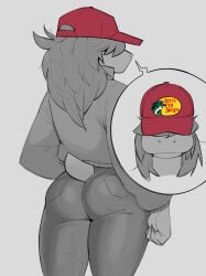 alternate_version_at_source alternate_version_available ass ass_focus bass bass_(disambiguation) bass_(fish) bass_pro_shops big_ass bubble_ass bubble_butt butt_focus deltarune demidoggo english_text female female_focus female_only fish fishing from_behind from_below front_facing girl grayscale greyscale hair_over_eyes hidden_face high_resolution humanoid jacket long_hair meme monster_girl red_hat scalie scalie_humanoid short_tail snout solo solo_female solo_focus speech_bubble susie_(deltarune) tail text tight_clothing tight_pants undertale_(series)