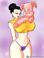 big_areola big_ass big_balls big_breasts big_butt big_nipples big_penis big_thighs black_eyes black_hair chichi dragon_ball dragon_ball_super dragon_ball_z huge_ass huge_balls huge_breasts huge_butt huge_cock huge_cock huge_nipples huge_thighs interspecies oolong oolong_(dragon_ball) pig zoophilia zoophilia