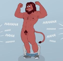 anthro assisted_exposure billy_the_lion embarrassed felid genitals hi_res humiliation kaibones lion male mammal micropenis pantherine pants_down pants_pulled_down pantsing penis penis_humiliation public public_exposure public_humiliation small_penis small_penis_humiliation solo