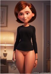 ai_generated bottomless bottomless_female character commission disney disney_channel helen_parr kitchen kitchen_appliance kitchen_counter mommy movie naked naked_female nsfw nude nude_female superhero superhero_costume superheroine the_incredibles the_incredibles_2 tv