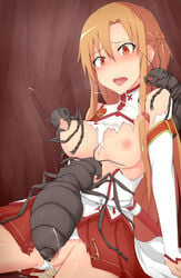 aincrad ant ants brown_hair bug cum_in_pussy female insect insects knights_of_the_blood_(sao) lactation long_hair nipples pussy single_girl sword_art_online tagme yuuki_asuna