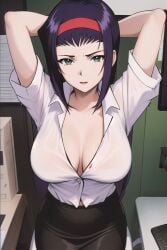 ai_generated big_breasts cowboy_bebop faye_valentine large_breasts purple_hair