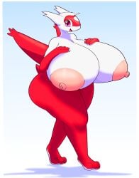 big_breasts bloobiesus breasts cleavage female huge_breasts latias nipples pokemon pokemon_(species) tagme theboobiesus thick_thighs wide_hips