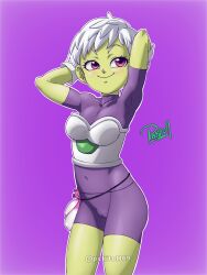 cheelai condom dragon_ball dragon_ball_super dragon_ball_super_broly green_skin little_girl petite_breasts petite_female petite_girl purple_eyes white_hair