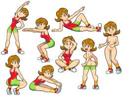 1girls 5-volt ass breasts brown_hair cleavage exercise exercise_clothing female female_only mature_female milf multiple_views nintendo nipples nude pussy smile sportswear stealth_brock sweat tagme vhfd warioware