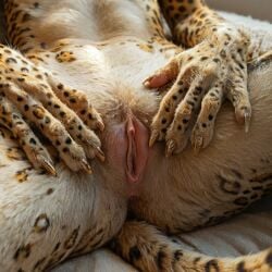 3d ai_generated cute_pussy felid feline female feral jaguar pussy realistic spread_legs spread_pussy spreading
