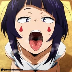 1girl ai_generated belly belly_button blue_hair boku_no_hero_academia facial_markings female female_only fingerless_gloves headphones jirou_kyouka korean_text kyoka_jiro leather_clothing my_hero_academia navel no_sex skinny sky_background small_breasts small_chest smile staxxy staxxy2 studded_belt studded_bracelet torn_shirt v-shaped_eyebrows