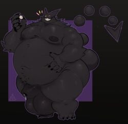 4_toes 5_fingers anthro balls belly big_balls big_belly big_butt big_moobs big_penis biped black_balls black_body black_claws black_fur black_nipples black_penis black_tail black_toe_claws bodily_fluids butt claws coin darkner deltarune digital_media_(artwork) domestic_cat dripping feet felid feline felis fingers flaccid friend_(deltarune) fur genital_fluids genitals hand_on_belly hand_on_own_belly heterochromia holding_egg holding_object huge_balls huge_belly huge_moobs huge_penis huge_thighs humanoid_genitalia humanoid_penis hyper hyper_balls hyper_genitalia hyper_penis looking_at_viewer lying male mammal moobs nipples nude nude_anthro nude_male obese obese_anthro obese_male on_front overweight overweight_anthro overweight_male penis pink_eyes precum precum_drip sad_tomato simple_background smile smiley_face smiling_at_viewer solo standing tail thick_thighs toe_claws toes undertale_(series) yellow_eyes
