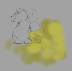absurd_res anthro anus balls big_butt blush blush_lines butt butt_focus dinosaur fart fart_cloud fart_fetish farting_at_viewer gaping gaping_anus genitals gon_(character) gon_(series) grey_body happy hi_res huge_butt hyper hyper_butt jiggling laughing_at_viewer male monochrome nude nude_anthro prehistoric_species presenting presenting_hindquarters puffy_anus reptile scalie solo tail teasing_with_butt zevix_(artist)