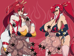 2futas balls body_horror bra breasts censored foreskin futanari huge_balls huge_breasts huge_cock huge_testicles intersex large_testicles long_hair multi_balls multi_genitalia multi_penis nipples orange_eyes penis pentaphallia red_hair space_yoko stockings tengen_toppa_gurren_lagann testicles thighhighs veiny_penis very_long_hair what yoko_littner