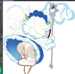 ass back_view character_request cookie_run holding_object leaking_cum penis simple_background tagme underwear