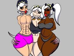 1boy 2girls ball_gag blush blushing blushing_female blushing_profusely bondage boner boner_in_underwear boner_under_clothes bound_together bound_wrists boy bulge bulge_through_clothing cleavage dominant dominant_female domination exposed_pussy flustered flustered_female gagged gagged_female gagged_male girl girls human humans j_(murder_drones) murder_drones n_(murder_drones) pussy sharkwar staring staring_at_another staring_at_penis submissive submissive_female submissive_male thick_thighs thighs v_(murder_drones)
