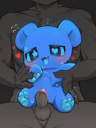 abdominal_bulge absurd_res anthro anthro_on_anthro anthro_penetrated anthro_penetrating anthro_penetrating_anthro balls bear blue_body blue_pawpads blush blush_lines bodily_fluids chest_tuft chibi duo faceless_character faceless_male female female_penetrated fur genital_fluids genitals grey_body grey_fur happy heart_symbol hi_res humanoid_genitalia humanoid_penis kemono larger_male male male/female male_penetrating male_penetrating_female mammal mochikuma_(seuppi) on_lap pawpads penetration penis precum seuppi sex size_difference smaller_female smile sweat tuft
