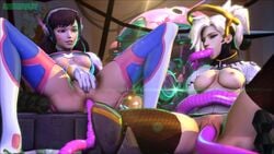 2girls 3d anal anal_penetration animated anus areolae breasts d.va fellatio female kushishekku masturbation meka mercy nipples no_sound oral overwatch penetration pussy rape restrained sex source_filmmaker spread_legs tentacle tentacle_sex tentacles vaginal_penetration video