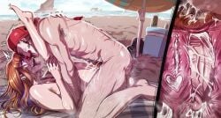 1boy 1girls 2026 absurd_res after_vaginal anal anal_penetration anal_sex armpit_hair beach beach_towel beach_umbrella clown_boy clown_girl clown_makeup clown_nose cum cum_in_ass cum_in_pussy cum_in_uterus cum_inside cum_overflow detailed_background eyes_rolling_back female hairy_legs hairy_pussy hat light_skin long_hair male missionary_position nude nude_female nude_male open_mouth orange_hair orange_pubic_hair original penis pot_(turtlechan) pubic_hair purple_hair saliva scars scars_on_back seaside sex tongue_out turtlechan two-tone_hair uterus x-ray