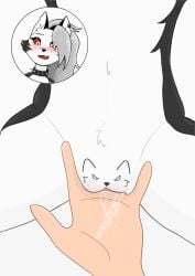 absurd_res ambiguous_gender canid canid_demon canine demon disembodied_hand duo female female/ambiguous fingering fingering_partner hellaverse hellhound helluva_boss hi_res human loona_(helluva_boss) mammal mythological_canine mythological_creature mythology pussy-cat_(meme) sex