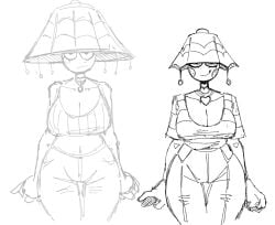 2girls angry artist_request big_breasts happy huge_breasts lampshay large_breasts looking_at_viewer rivals sketchfins suggestive tagme tagme_(artist) thick_thighs