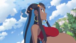 1girls belly big_belly big_breasts breasts dark-skinned_female dark_skin edit edited_official_artwork female gym_leader morphtothetop nessa_(pokemon) nintendo pokemon pokemon_ss pregnant pregnant_belly pregnant_female screenshot_edit