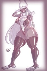 1girls big_breasts blushs breasts bunny_ears bunny_girl dark-skinned_female dark_skin deigart female female_only heavy_blush hips long_eyelashes long_hair mirko miruko monochrome my_hero_academia rabbit_ears rabbit_girl rumi_usagiyama smile solo solo_female thick_thighs thighs thunder_thighs very_high_resolution white_background white_hair wide_hips