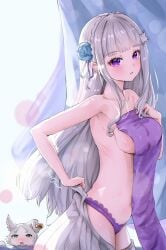 1girls 2d 2d_(artwork) 2d_artwork adult adult_female anime anime_character armpit armpit_crease armpit_peek armpits belly belly_button big_boobs big_breasts blue_pupils blunt_bangs breasts busty busty_female busty_girl cat collarbone digital digital_art digital_drawing digital_drawing_(artwork) digital_media digital_media_(artwork) drawing elbows elf elf_ear elf_ears elf_female elf_girl emilia_(re:zero) exposed eyebrows_visible_through_hair fanart female female_focus female_only female_protagonist fingernails fingers flower flower_hair_ornament flower_in_hair flower_on_head groin hair_ornament hairless_armpits half_elf half_naked half_nude head_tilt inframammary_fold justjast88 lace-trimmed_panties lace-trimmed_thong lace-trimmed_underwear large_boobs large_breasts lean_figure long_hair looking_at_viewer looking_sideways looking_to_the_side manga_character mature mature_female mature_woman nail_polish nails naked naked_female naked_woman narrow_waist navel nude nude_female nudity panties partially_undressed pink_fingernails pink_nail_polish pink_nails pointy_ears portrait presenting_armpit puck_(re:zero) purple-eyed_female purple_eyes purple_panties purple_thong purple_underwear re:zero_kara_hajimeru_isekai_seikatsu semi_nude shaved_armpits shoulders sideboob silver-haired_female silver_eyebrows silver_hair silver_hair_female skirt slender_body slender_waist slim_female slim_waist solo standing thighs thong tilted_head underwear upper_body white_fox_(studio) white_skirt woman