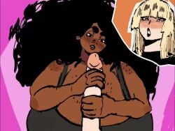 big_penis black_hair blonde_hair cum cum_on_face dark-skinned_female ejaculation female freckles_on_breasts futanari handjob hentae_(artist) huge_breasts interracial jessie_(hentae) light-skinned_futa oral original_character original_characters tagme tentecreul video winona_(hentae)