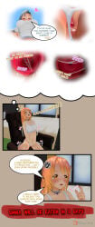 2girls 3d ahegao cervix comic cum dialogue dripping dripping_pussy english english_text female_only henbor masturbation orgasm orgasm_face panties pussy shift_up smile unbirthing vgw_world vore white_panties willing_prey