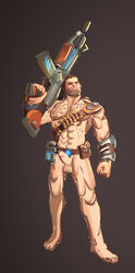 1boy abs bara facial_hair gay hairy human male male_only muscle muscular nude paladins pecs penis solo tagme testicles viktor_(paladins) yaoi