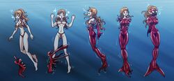 ass big_breasts bodysuit female female_only gas_mask latex mask mermaid_suit nami one_piece png re-maker red_bodysuit rubber sequence tagme transformation underwater