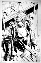 1girls ass big_ass big_breasts black_cat_(marvel) breasts cleavage felicia_hardy female huge_breasts jason_johnson marvel solo spider-man_(series) traditional_media_(artwork)