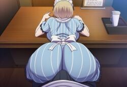 ai_generated blonde_hair blue_eyes emo_girl hououji_akane ia_generated maid_uniform megami_no_kafeterasu white_body