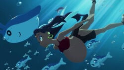 1girls belly big_belly big_breasts breasts dark-skinned_female dark_skin edit edited_official_artwork female gym_leader morphtothetop nessa_(pokemon) nintendo pokemon pokemon_ss pregnant pregnant_belly pregnant_female screenshot_edit