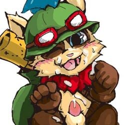 :3 anthro color cum cum_on_face erection furry furry_only league_of_legends male male_only nyaaa penis riot_games simple_background teemo uncensored white_background