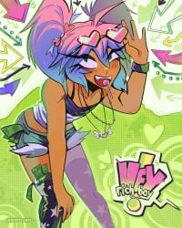 bending_forward candy dollar_bills femboy green_background hips lolipop money money_in_thighhigh rich sammyjam sunglasses tan_skin tank_top thighhighs woomi_(sammyjam)