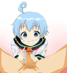 blue_eyes blue_hair color hansode_shiranui medaka_box oral penis straight