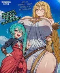 2girls ai_assisted ai_generated bandai_namco comic comic_page elden_ring fromsoftware futa_on_female futa_with_female futadom futanari hatsune_miku huge_ass huge_balls huge_breasts huge_cock kono_subarashii_sekai_ni_shukufuku_wo! konosuba megumin miku_hatsune mikumikudance neptuwaifu penis queen_marika_the_eternal size_difference small_breasts smaller_female text