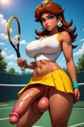 1futa ai_generated balls futa_focus futanari huge_cock mario_(series) mario_tennis nintendo penis princess princess_daisy self_upload super_mario_bros. super_mario_land tennis_uniform veiny_penis video_games